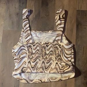 Brown and White Marble Crop Top